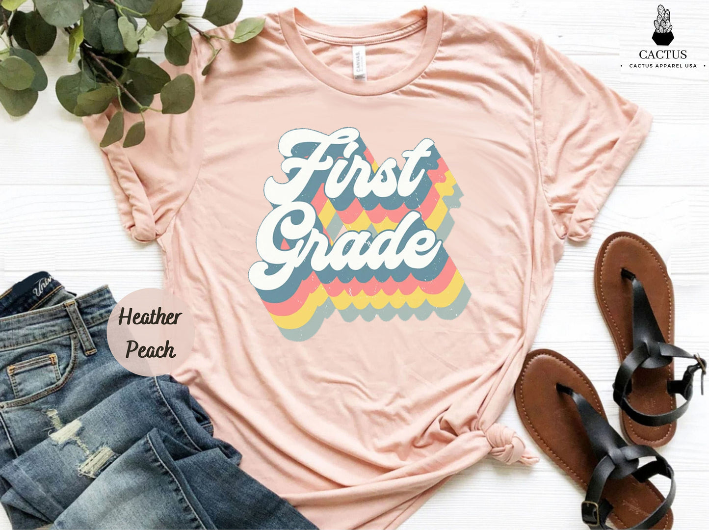 First Grade Teacher Shirt Retro Rainbow Design,Teacher Gift For Women, Grade Level Tee,1stGrade Teacher Gift,Cute Teacher Shirt,Teacher Tees