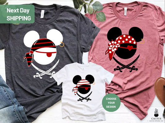 Mickey and Minnie Matching Disney Pirates Shirt, Disney Pirates of Caribbean T-Shirt, Disney Cruise Matching Shirt, Pirate Party, Cruise Tee