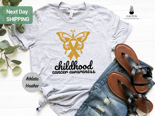 Childhood Cancer Awareness Shirt, Gift for Childhood Cancer Warrior, Gold Ribbon Shirt Gift