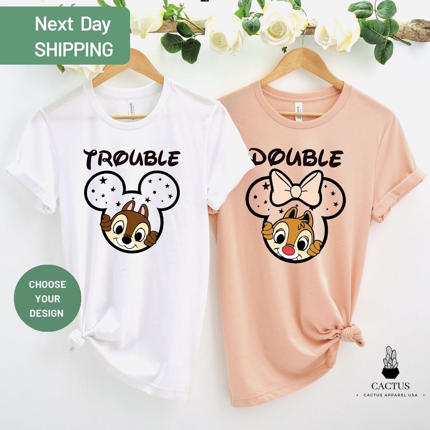 Chip and Dale Double Trouble Shirt, Disney Couple Shirts, Disney Family Shirts, Disney Halloween Shirt, Disney Matching Shirt, Couple Shirt