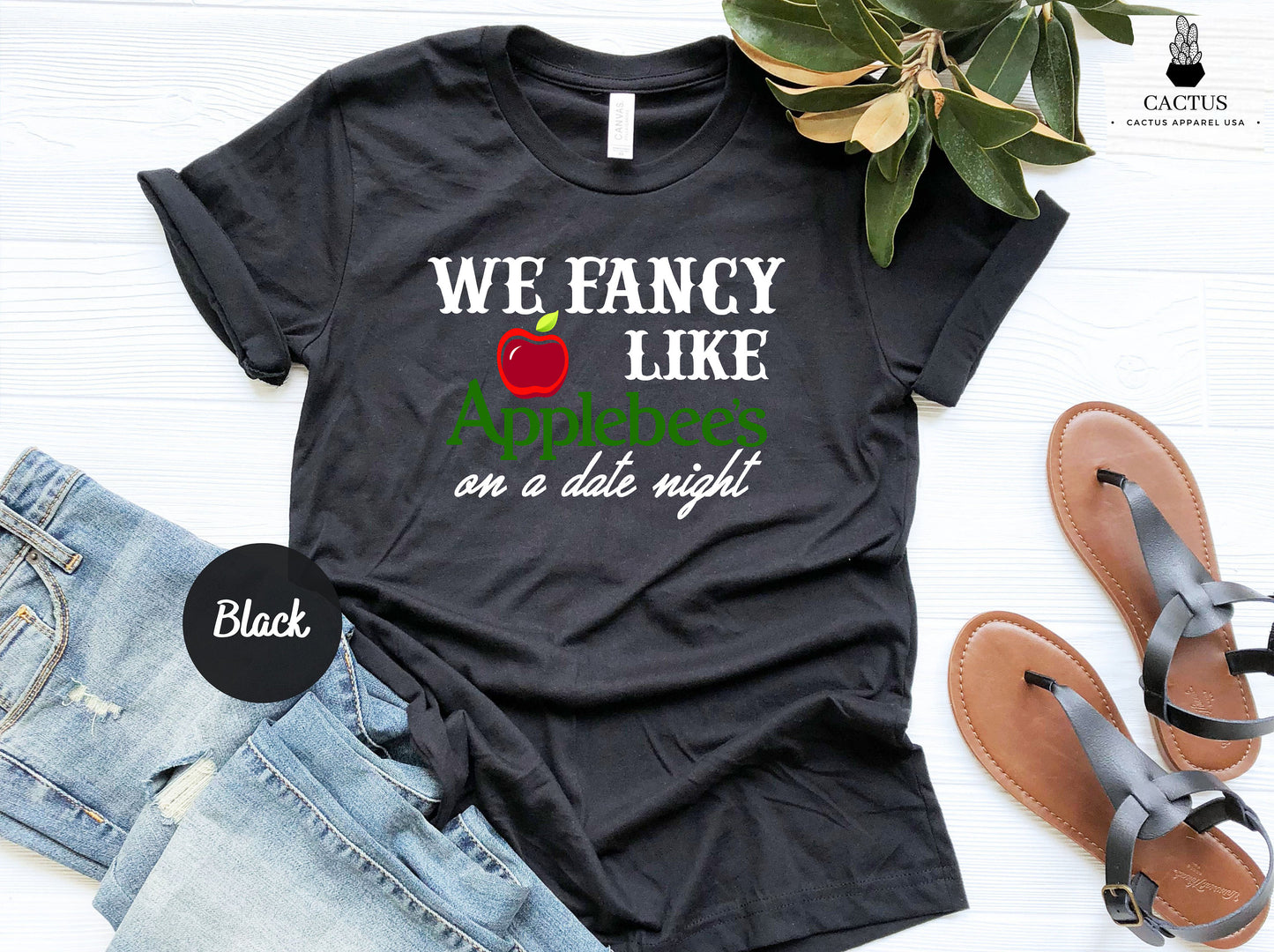 We Fancy Like Applebee's On A Date Night Shirt Funny Silly Joke Shirt, Retro Print Apples Bleached Distressed T-Shirt, Funny Bleach Tee