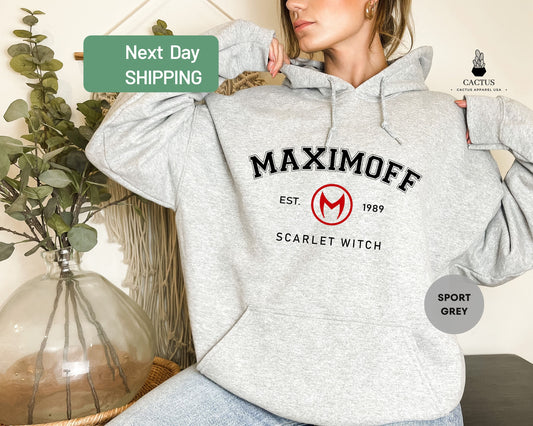 Maximoff Est.1989 Scarlet Witch Hoodie, Scarlet Witch Hoodie, Multiverse of Madness Hoodie, Marvel Hoodie, Avengers Fan Gift, Scarlet Witch