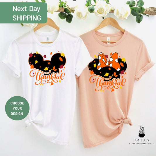 Disney Thankful T-Shirt, Minnie Thankful Shirt, Mickey Thankful Shirt, Disney Thankful Couple Shirt, Thanksgiving Shirt, Blessed Shirt