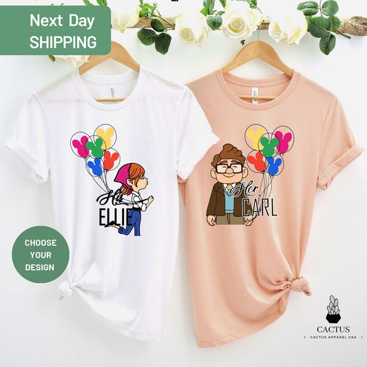 Her Carl His Ellie Shirt, Carl And Ellie Shirt, Up Couple Shirt, Couple Matching Gift Shirt, Honeymoon Shirt, His and Hers, Mr and Mrs Shirt