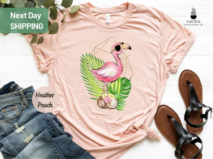 Flamingo Shirt, Floral Flamingo Shirt, Cute Shirt, Animal Shirt, Funny Shirt, Gift For Her, Pink Flamingo, Nature Lover, Summer Lover Shirt