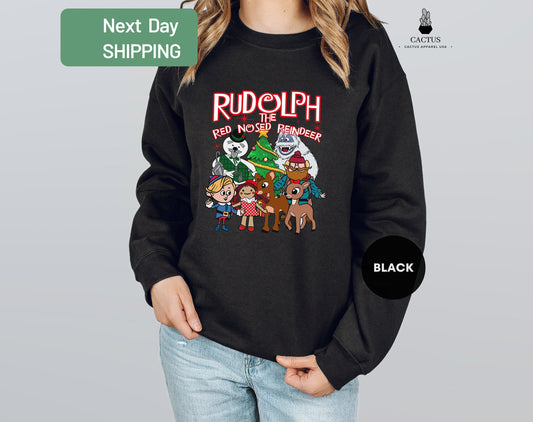 Rudolph The Red Nosed Reindeer Christmas Sweatshirt, Rudolph Christmas Sweat, Vintage Christmas T-Shirt, Rudolph Xmas Sweat, Merry Christmas