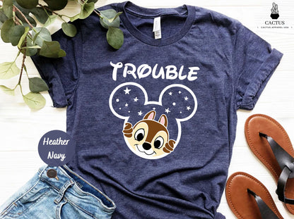 Chip and Dale Double Trouble Shirt, Disney Couple Shirts, Disney Family Shirts, Disney Halloween Shirt, Disney Matching Shirt, Couple Shirt