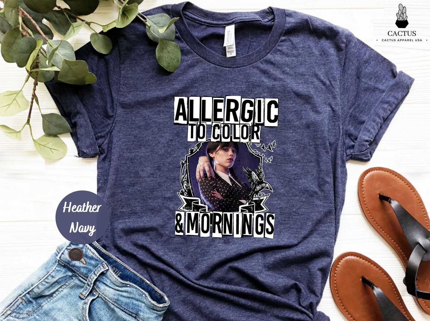 Wednesday Allergic to Color and Mornings T-Shirt, I've got Color Allergy, Wednesday Addams Family Shirt, Wednesday Tv Show, Wednesday Shirt