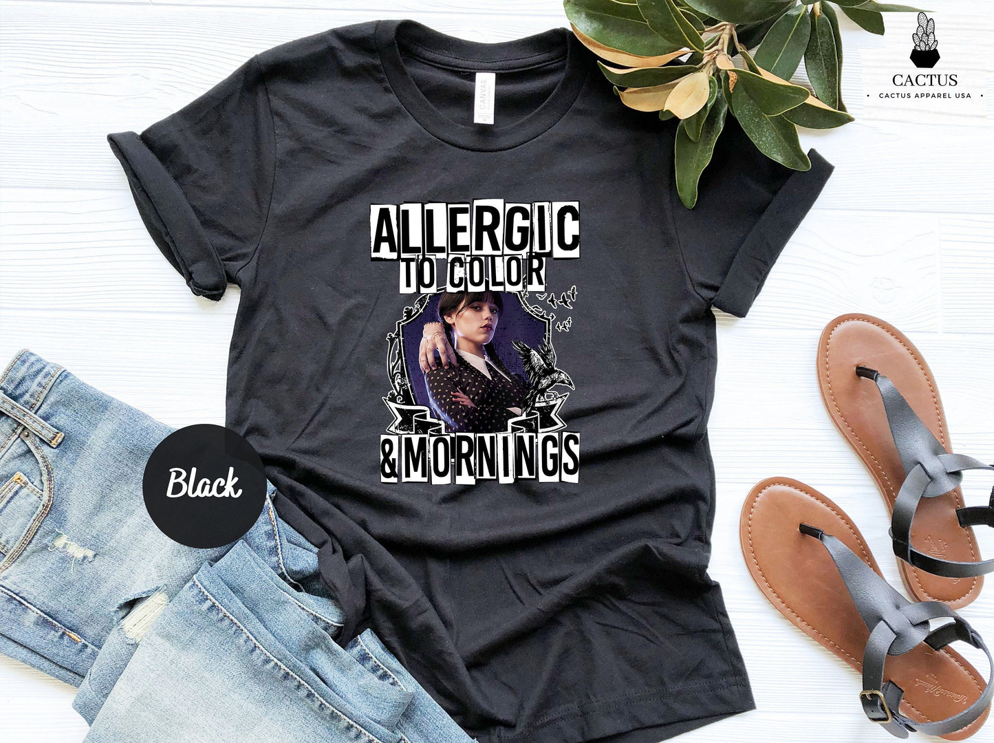 Wednesday Allergic to Color and Mornings T-Shirt, I've got Color Allergy, Wednesday Addams Family Shirt, Wednesday Tv Show, Wednesday Shirt