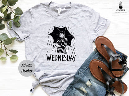 Wednesday Under Rain T-Shirt, Addams family Shirt, Wednesday Addams Family Shirt, Wednesday Tv Show, Wednesday Shirt