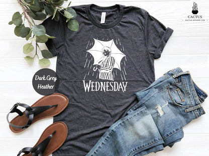 Wednesday Under Rain T-Shirt, Addams family Shirt, Wednesday Addams Family Shirt, Wednesday Tv Show, Wednesday Shirt