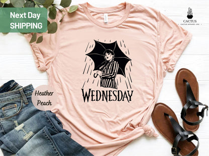 Wednesday Under Rain T-Shirt, Addams family Shirt, Wednesday Addams Family Shirt, Wednesday Tv Show, Wednesday Shirt