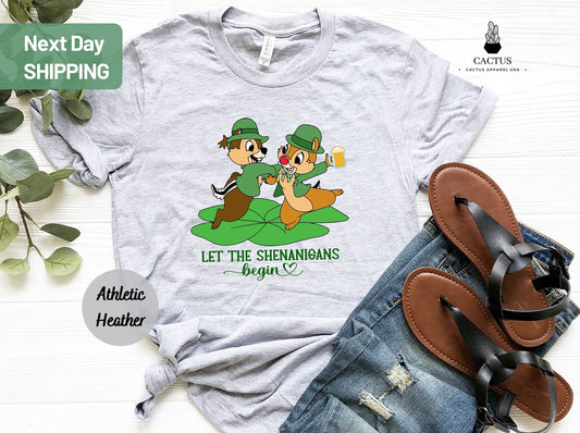 Chip and Dale St Patrick's Day Shirt, Let The Shenanigans Begin, St Patrick's Day Tee, St Pattys Day Shirts, Disney Saint Patrick's Day Tee