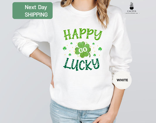 Retro St Patrick's Day Sweatshirt, Happy Go Lucky Sweat, Funny St Patricks Day, Saint Patricks Day Gift