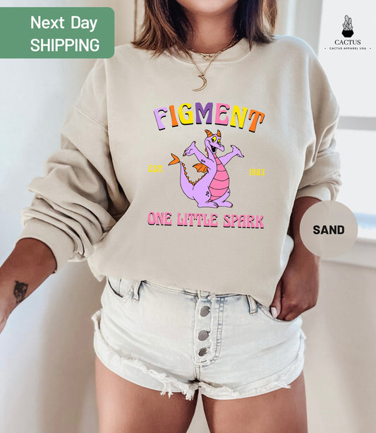 Retro Figment Sweatshirt, Figment Est 1983, One Little Spark, Journey Into Imagination, Epcot Shirt, Disneyland Shirt, Walt Disney World Tee