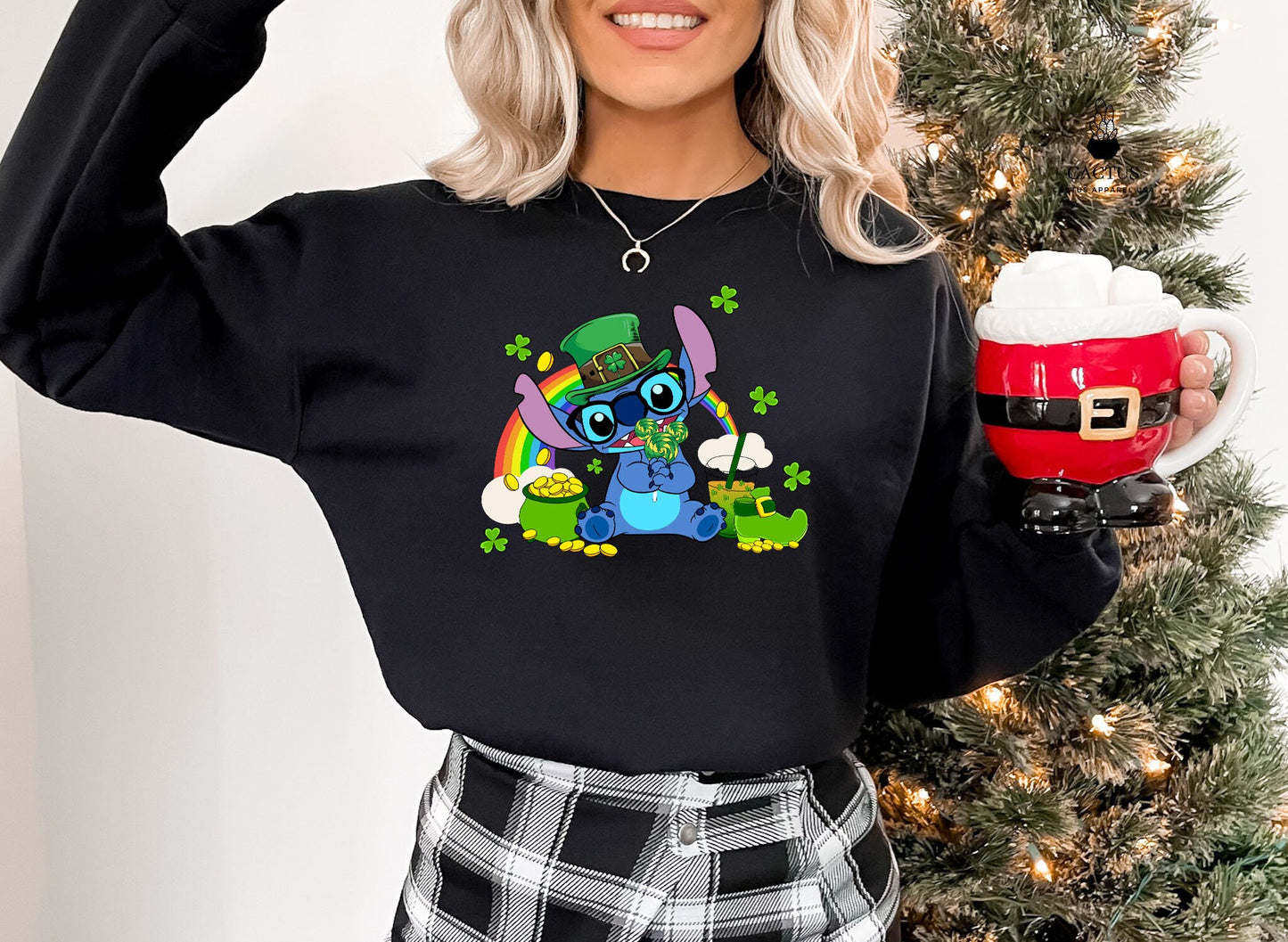 Stitch St Patrick's Day Sweatshirt, Stitch With Pot Of Gold Sweatshirt, Disney Stitch Lucky Shirt, Lucky Gift Shirt, Irish Family Gifts