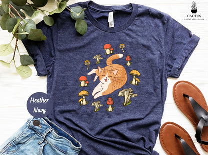 Goblincore Shirt, Cat Mushroom Shirt, Cats Lovers Tee Gift, Nature Lover Gifts, Cute Mushroom Shirts, Cottagecore Tshirt