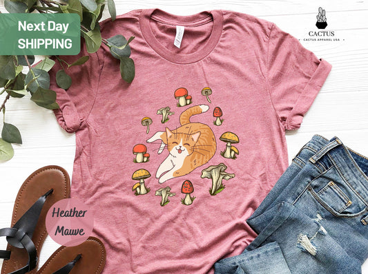 Goblincore Shirt, Cat Mushroom Shirt, Cats Lovers Tee Gift, Nature Lover Gifts, Cute Mushroom Shirts, Cottagecore Tshirt