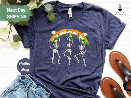 St Patricks Day Shirt,St Patricks Shirt,Dancing Skeletons Drink Beer Shirt,Irish Skeleton Shirt,St Patricks Day Gift,Lucky Shamrock Tee