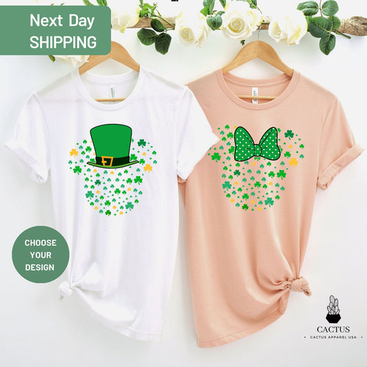 Mickey And Minnie Saint Patrick's Day Shirt, Shamrock Shirt, Patricks Day Shirt, St. Patrick's Day, Lucky Vibes Shirt