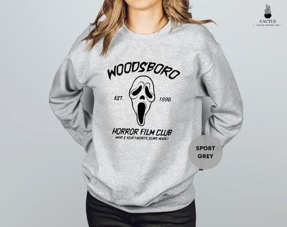 Woodsboro Horror Club Sweatshirt, Scream Sweatshirt, Scream-Ghost, Halloween Sweatshirt, Ghost Sweatshirt