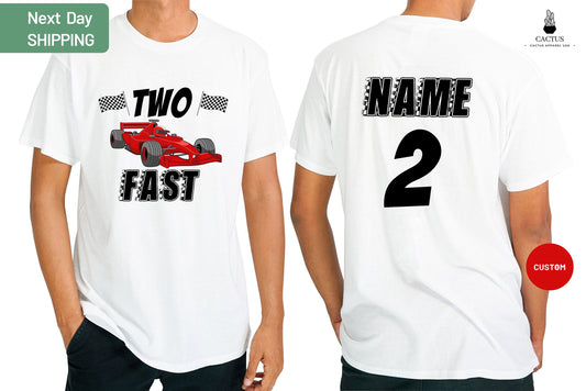 Race Car Birthday Boy Shirt, Backside Age Print Birthday Shirt, Matching Family Birthday Racer Shirt, Race Car Gift, Car Lover Boy Shirt