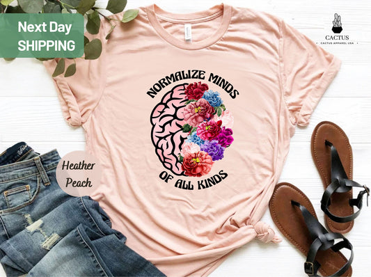 Normalize Minds Of All Kinds Shirt, Autism Awareness Shirt, ADHD Shirt, Neurodiversity Shirt, Autism Gift, Vintage Mental Health Apparel