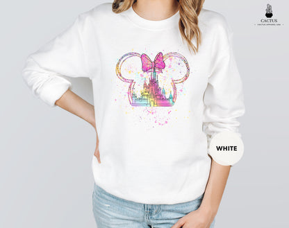 Disney Watercolor Castle Minnie Sweatshirt, Disney Castle, Disney Vacation Sweatshirt, Disney Trip Sweatshirt, Disney Sweatshirt