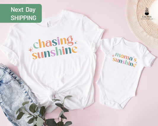 Chasing Sunshine, Mamas Sunshine Matching Tees , Retro Matching Mommy and Me, Mama and Mini Shirts