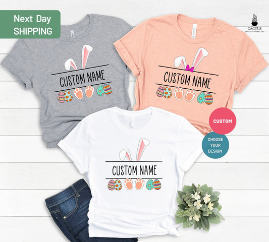 Custom Easter Bunny Shirt, Personalized Easter Name Shirt, Cute Bunny Shirt, Custom Easter Shirt, Custom Easter Gift, Custom Easter Shirt