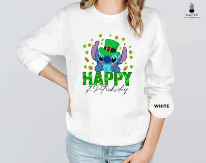 Happy St Patrick's Day, Stitch St Patrick's Day Sweatshirt, Stitch Sweatshirt, Disney Stitch Lucky Shirt, Lucky Gift Sweatshirt,