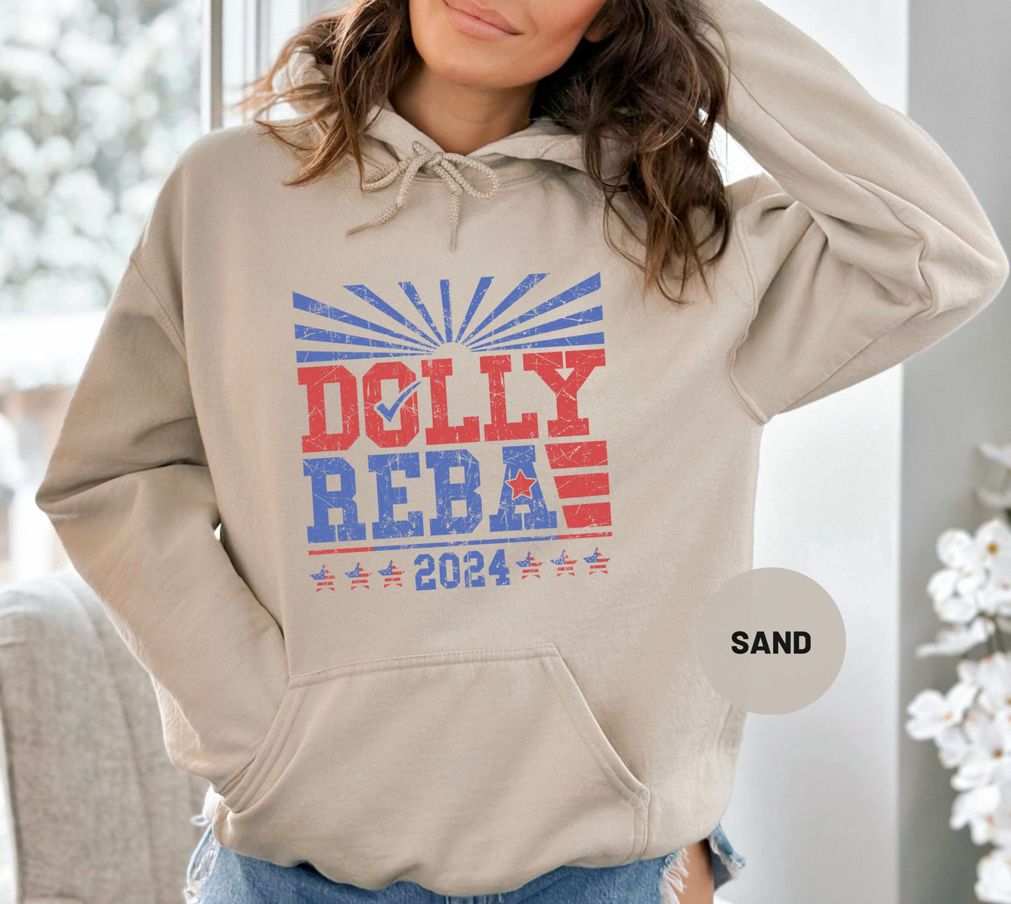 Dolly Reba 2024 Vintage Hoodie, Dolly and Reba For President Hoodie, Funny Election Hoodie, 4th of July Hoodie, Country Music Hoodie