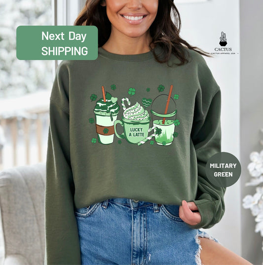 Coffee St Patricks Day Sweatshirt, Womens St Patricks Cozy Sweatshirt, St Patricks Day Sweatshirt, Clover Sweater, Patty's Day Sweatshirt