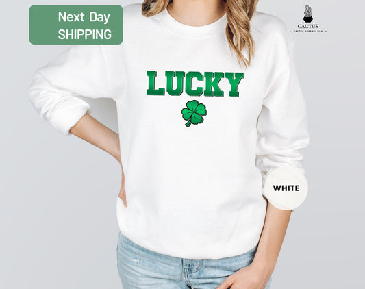 Lucky Sweatshirt, Happy Go Lucky Sweatshirt, Shamrock Sweatshirt, St Patricks Day Sweatshirt, Lucky Sweatshirt, St Patricks Day Sweatshirt