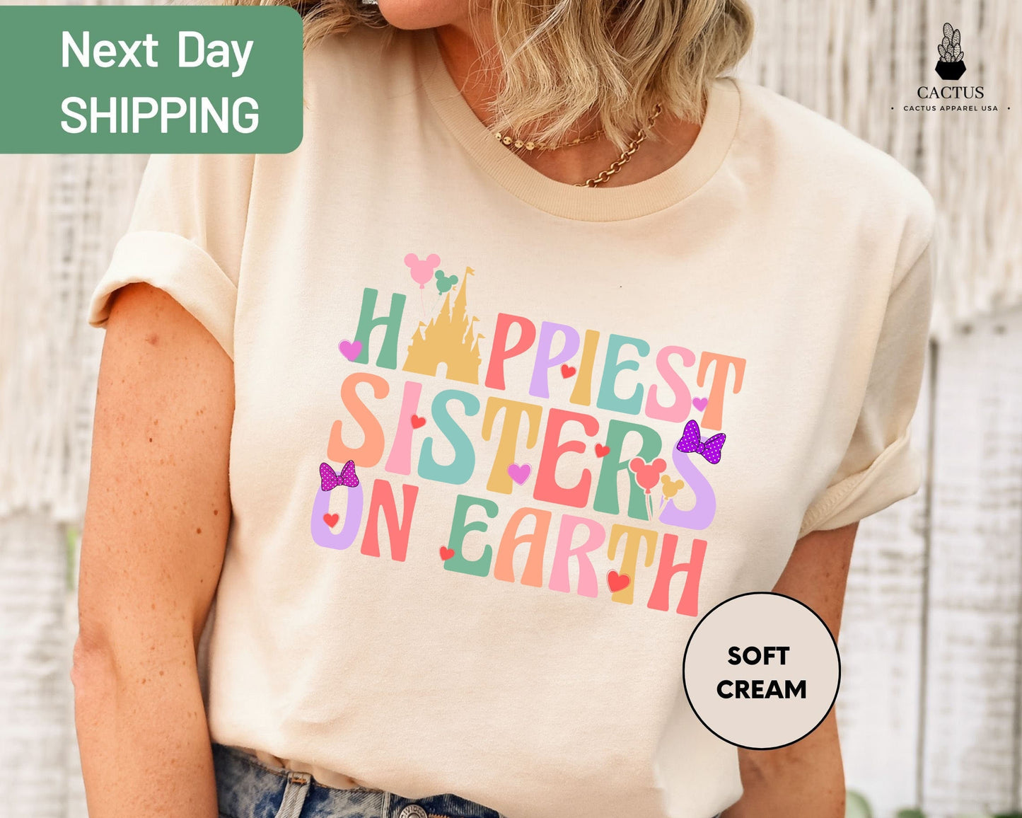 Happiest Sisters On The Earth, Mickey And Minnie Ears Sisters Matching Shirt, Disney Sisters Shirt, Family Vacation Shirt