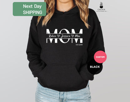 Custom Mom Hoodie, Personalized Mom Hoodie With Kids Names, Custom Mother's Gift, Personalized Mom Hoodie, Custom Gift for Mom