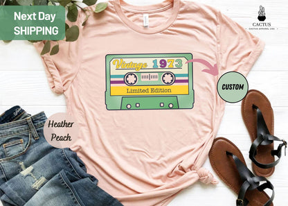 Custom Birthday Shirt, Vintage 1973 Limited Edition Cassette T-Shirt, Vintage Birthday Shirt, Birthday Gift For Women, Birthday Men Tee