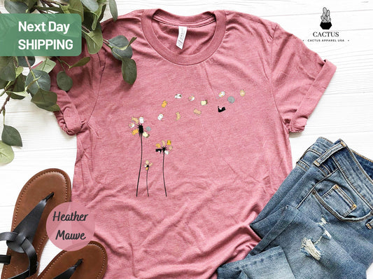 Cats Flower Fly Dandelion Shirt, Cute Cat Lover T-Shirt, Cat Lover Gift, Funny Cat Shirt, Summer Shirt, Cool Cat, Cat Shirt, Cat Lover Gift