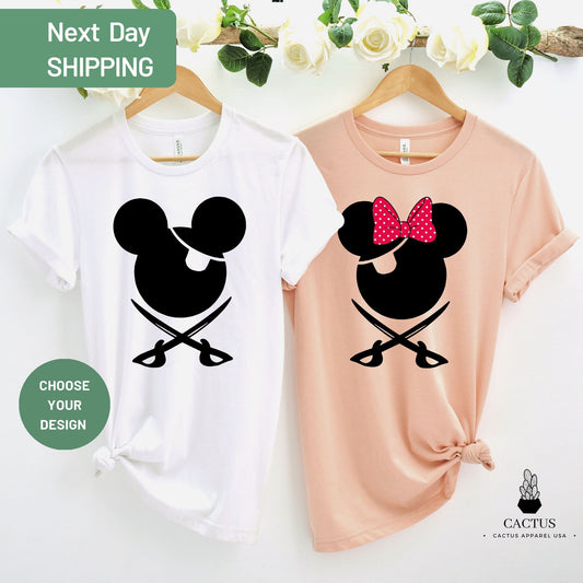 Disney Pirate Couple Shirts, Disney Cruise T-shirt, Minnie And Mickey Pirates With Sword Tees, Pirate Sweatshirt, Disney Word Matching Shirt