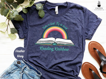 Reading Shirt, Book Lover Gift, Librarian Shirt, Teacher Shirts, Vintage Retro Rainbow Tshirt, Book Gifts, Bookish Shirt, Book Lover Shirt