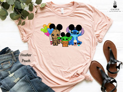 Mickey Shirt, Stitch, Baby Yoda, Baby Groot Shirt, Stitch & Baby Yoda Snacks Shirt, Disneyworld Family Shirt, Disneyland Shirts, Disney Ears