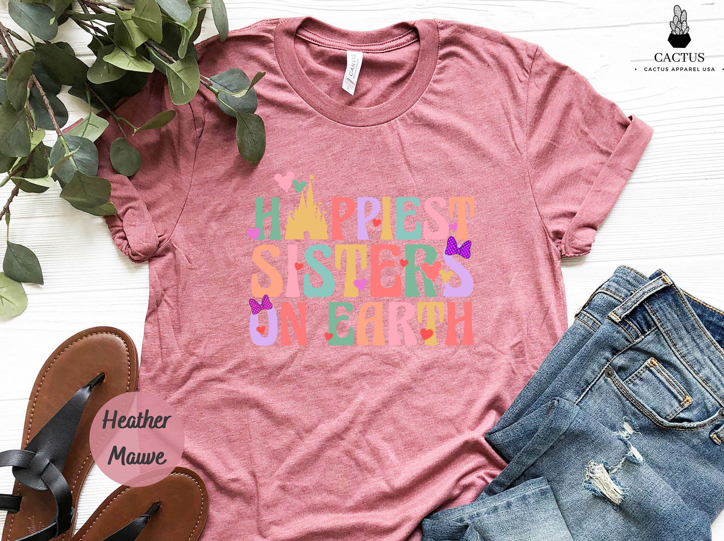 Happiest Sisters On The Earth, Mickey And Minnie Ears Sisters Matching Shirt, Disney Sisters Shirt, Family Vacation Shirt